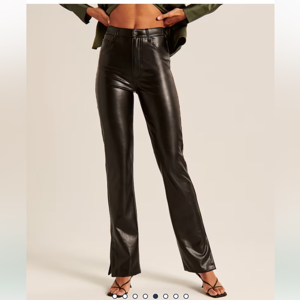 Abercrombie and Fitch Split-Hem Vegan Leather 90s Straight Pant NWT